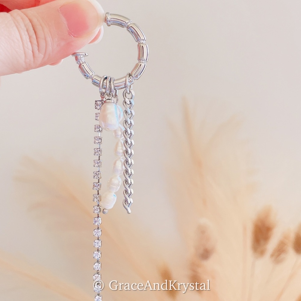 One of a kind pearl hoops